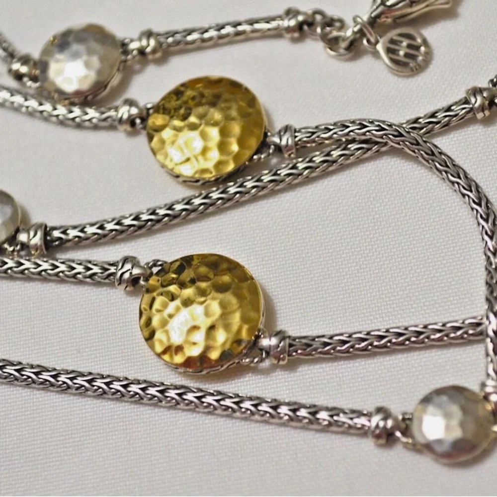 JOHN HARDY DOT HAMMERED SILVER/18K GOLD SAUTOIRVNECKLACE - Picture 9 of 9